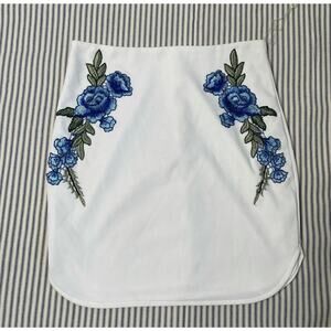 Blue Blush White Blue Flower Skirt High Waisted Sz Large